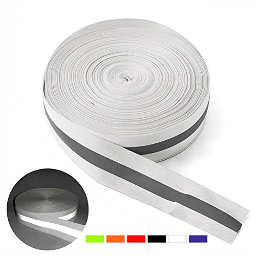 High Visibility Reflective Tape Strip, Fabric Florescent Reflective Safety Tape Sew-on Warning Safety Trim (White, 0.98in0.39in) - Thumbnail 5
