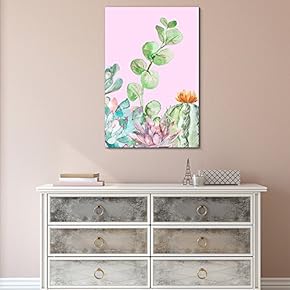 Succulent Plants Series Watercolor Style Plants on Pink Background