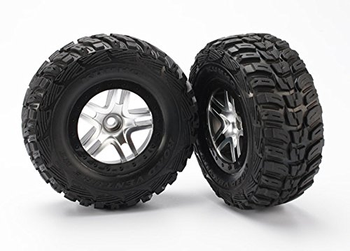 Traxxas 5882 Kumho Tires Pre-Glued on Satin Chrome Split-Spoke SCT Wheels, 2WD Front (pair)