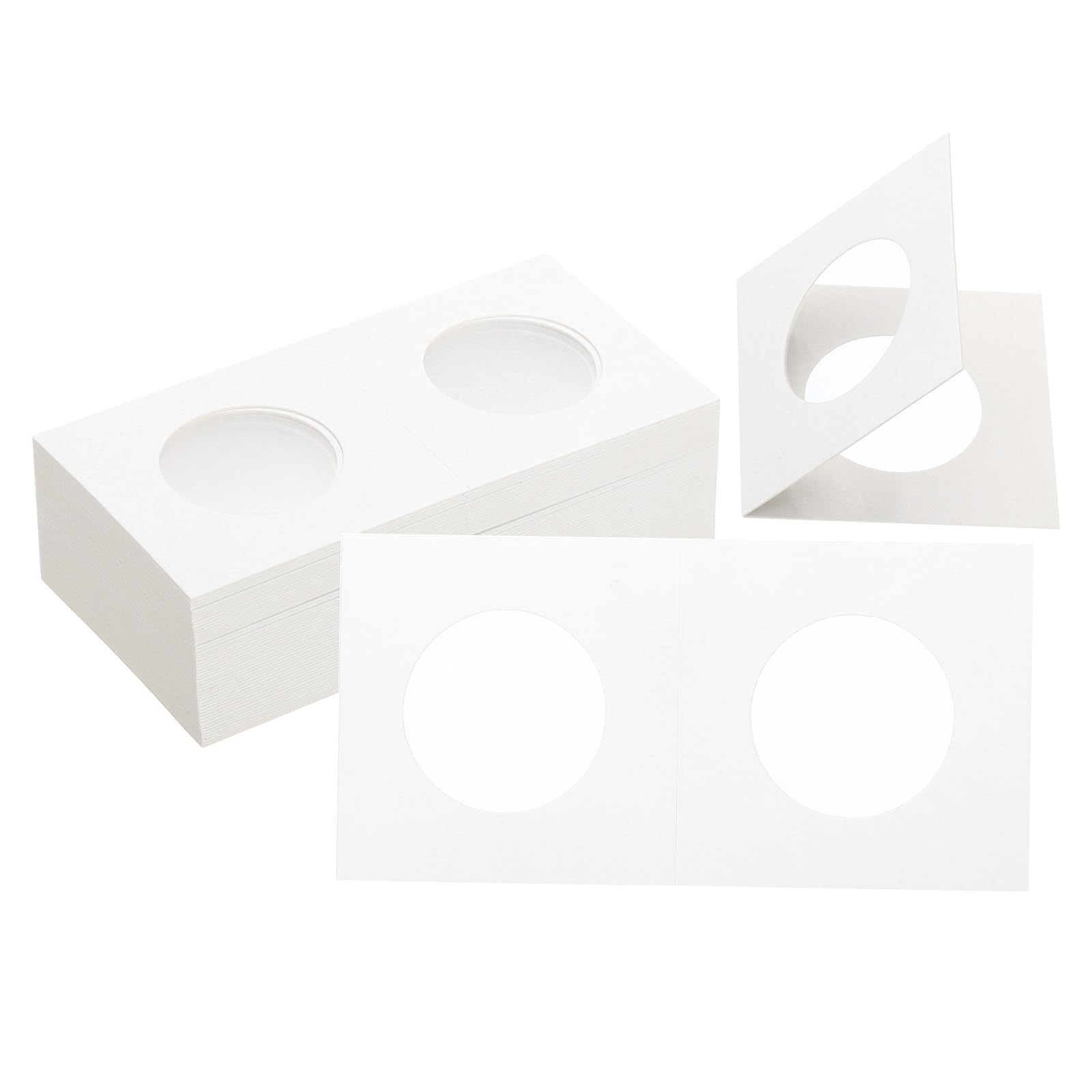 PATIKIL 2 x 2 Coin Flips, 200 Pack 29mm Cardboard Coin Holder Paper Coin Holders for Coin Collection Supplies Collector, White