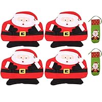 Newmag Christmas Tableware Mats+Bottles Cover Bags - Set of 2 Santa/Snow Man Christmas Holiday Table Placemats Dinner Mat Tableware Decoration