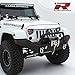 Razer Auto Black Textured Rock Crawler Full Width Front Bumper with OE Fog Light Hole, 2x D-Ring and Built-In Winch Mount Plate (Black) for 07-18 Jeep Wrangler JK