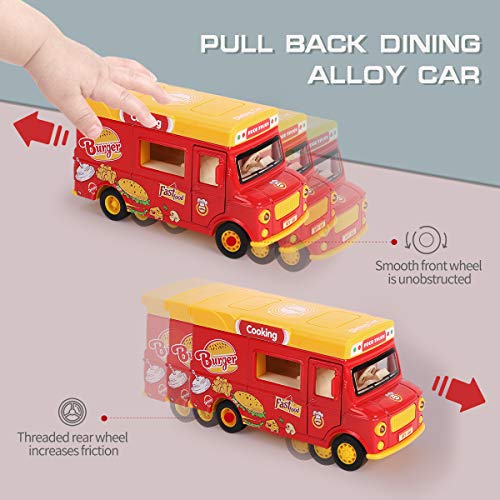 image for REMOKING Fast Food Car Toy, Stem Alloy Dining Pull-Back Magnetic Induc