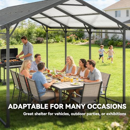 Outsunny 10 x 15FT Metal Carport, Heavy-Duty Carport Canopy with Reinforced Galvanized Steel Frame & Roof, All-Weather Protection Outdoor Garage for Truck Boat Tractor RV