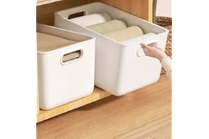 Stackable Storage Bins With Lids 2 Pack 3.9 Inch By 9.8 Inch By 6.3 Inch With Handles For Snacks Drinks Books Toys Clothes Ho