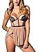 ALLureLove pijamas de lencería femenina de OPEN CUP Encaje Babydoll, Beige
