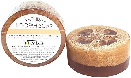 Luffa Soap Bar Natural Exfoliating Citrus Body Cleansing Loofah Soap Bar - Body Soap & Scrub Luffa Treatment - By Honey Belle