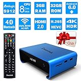 Zoomtak Tv Box UPro S912 Qcta Core 3GB+32GB Android 6.0 Dual Band WiFi 2.4/5.8G Smart Box Support 4K HD H.265 Bluetooth 4.0 and VP9 Decoding Blue