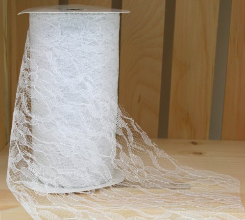 White Lace Ribbon 6 inch x 10 yards