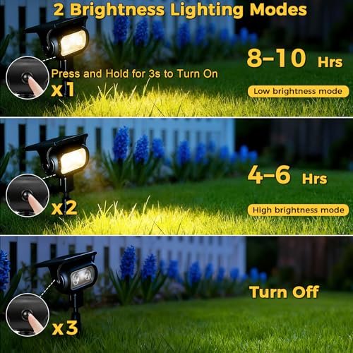 MEEKBOS Luces Solares LED Exterior para Jardín con Estaca, 3000K Luz Cálida, Sensor Crepuscular, IP65 Impermeables, Lámparas Solar para Camino, Patio, Césped y Paisajismo, Pack de 6