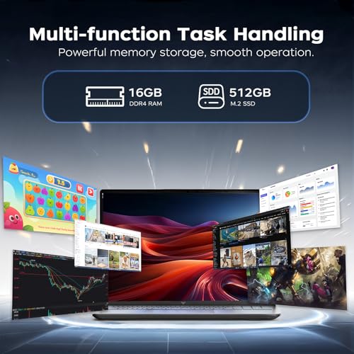 KAIGERR Light Gaming Laptop, ΑΜD Ryzen R2544 Processor, 16inch Laptop Computer with 16GB DDR4 512GB SSD, Windοws 11 Laptop with 1920P FHD Display, WiFi, USB3.2, Type_C