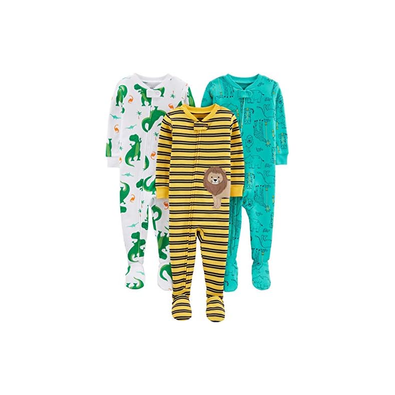 Simple Joys by Carter’s Toddlers and Baby Boys’ Snug-Fit Footed Cotton Pajamas, Pack of 3