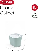 Curver 5L Ready to Collect Recycled Kitchen Bin Green Light Grey Lid view 7