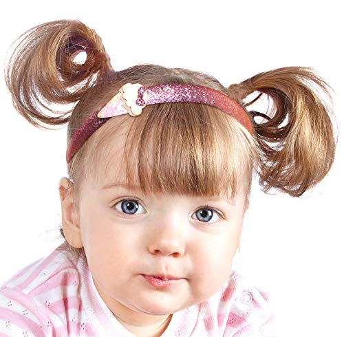 Little Toddler Girl's Glitter Headband Heart Star Butterfly Bow Sparkles Princess Ages 2-10 (Pink with pink glitter ice cream cone)