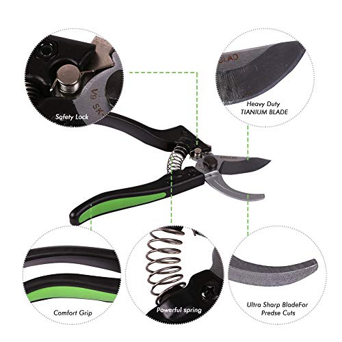 IRRIGLAD Steel Bypass Pruning Shears 8" Garden Scissors 2PC