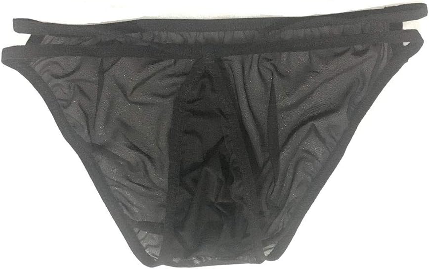 Moonasy Men's Sexy Fishnet G-String Underwear See Through Bulge Pouch T-Back Thong Bikini Briefs Black