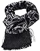 Marino Mens Double Layer Satin Silk Scarf, Extra Soft, and Sleek Fashion Wrap Accessory with Designer Print -Black/White Paisley Design