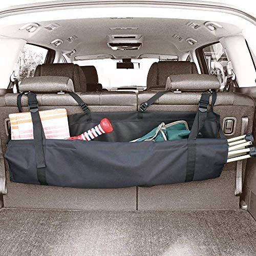 KINGBERWI Car Trunk Organizer Backseat Storage Foldable Cargo Hanging Bag, Black
