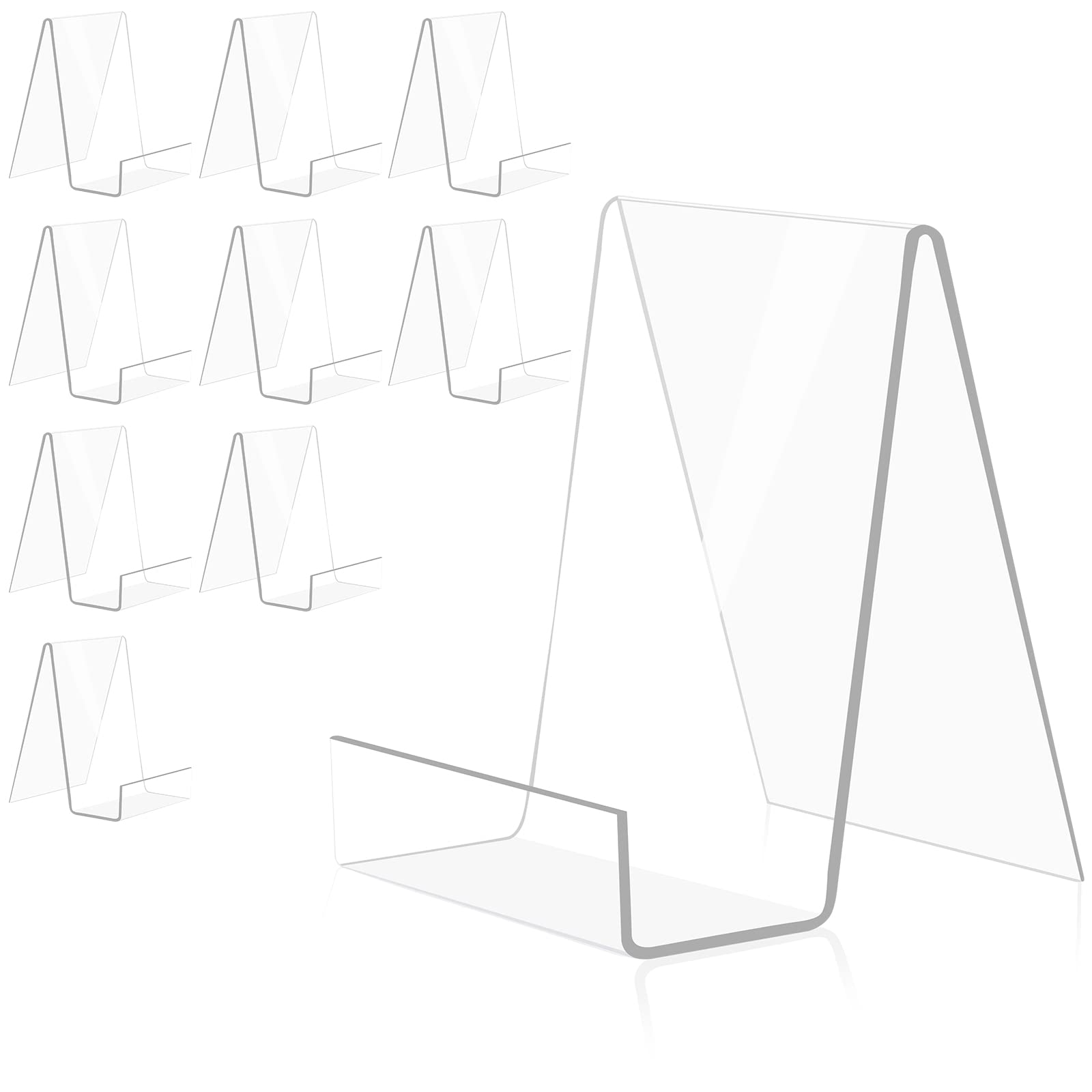 Photo 1 of 10 Pack Clear Acrylic Book Stand -Transparent Book Display Easel Holder for Displaying Pictures,Magazine,Picture Album,Phone,Tablet,Notebooks, Artworks, CDs, etc.