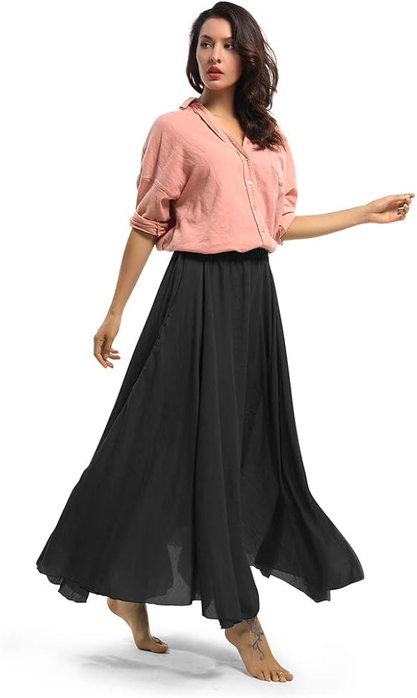 OCHENTA Women's Light Bohemian Flowy Full Circle Long Maxi Skirt at  Women’s Clothing store