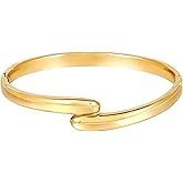 MILAKOO Heart Teardrop Stainless Steel Bangle Bracelet for Women Twist Eternity Love Chunky Cuff Valentine's Gifts