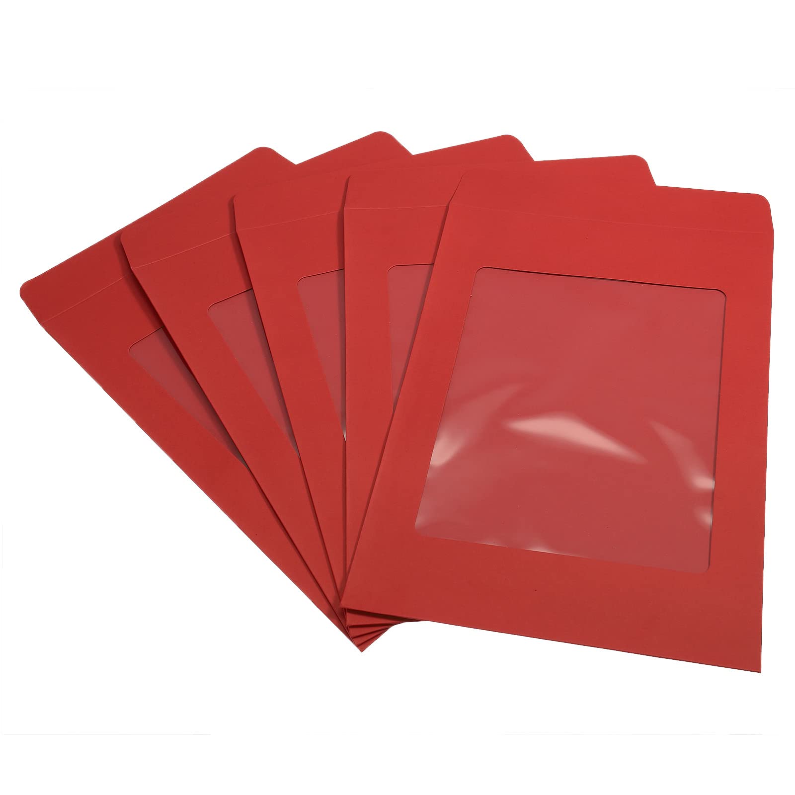 PATIKIL Full Face Window Envelopes 10 Pack A4 Clear Single Sided for Mailing Statement Photos Catalogs, Red
