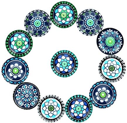 Weanty 20Pcs DIY Jewelry Making Kit Flower Flat Back Round Mosaic Printed Glass Bottom Patch Cabochons Domes Mixed Cameo Patch Fit Cabochons for Pendant Trays