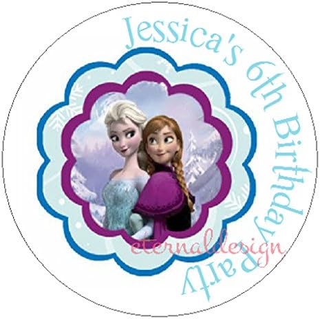 Pack of 24 Disney Frozen Personalised Circle Stickers with Glossy Finish KBCS041