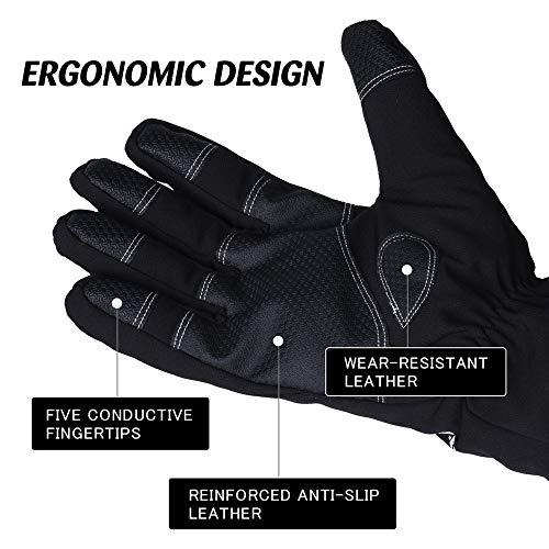 Waterproof Ski Snow Gloves Full Finger Outdoor Sports Gloves Snowboarding Running (Black, X-Large) - Thumbnail 6