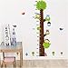 Height Measurement Growth Chart Tree Cute Monkey and Owls Wall Vinly Decal Decor Sticker Removable Super for Nursery Playroom Girls and Boys Children's Bedroom