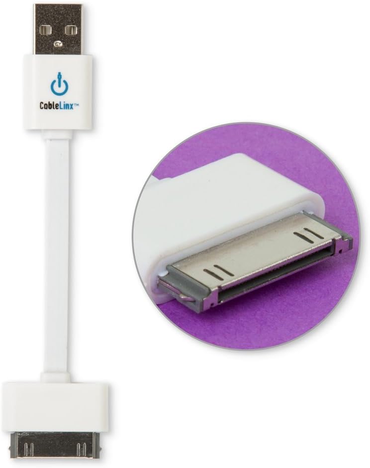 CableLinx 30 Pin to USB Charge & Sync Cable for use with Apple Devices including iPhone 4S, iPad, iPod and More (White)