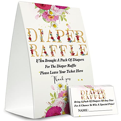 Diaper Raffle Sign,Diaper Raffle Baby Shower Game Kit (1 Standing Sign ...