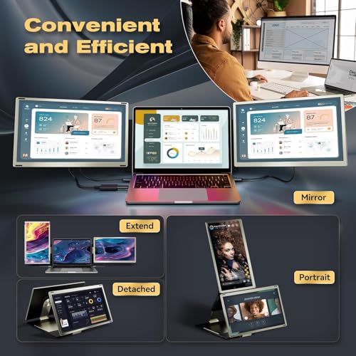 Teamgee Portable Monitor for All Laptops, 15.6" 1080P FHD IPS 120% sRGB, 235° Rotation, Detachable, Plug & Play, Compatible with Windows/Mac/Chrome/PC
