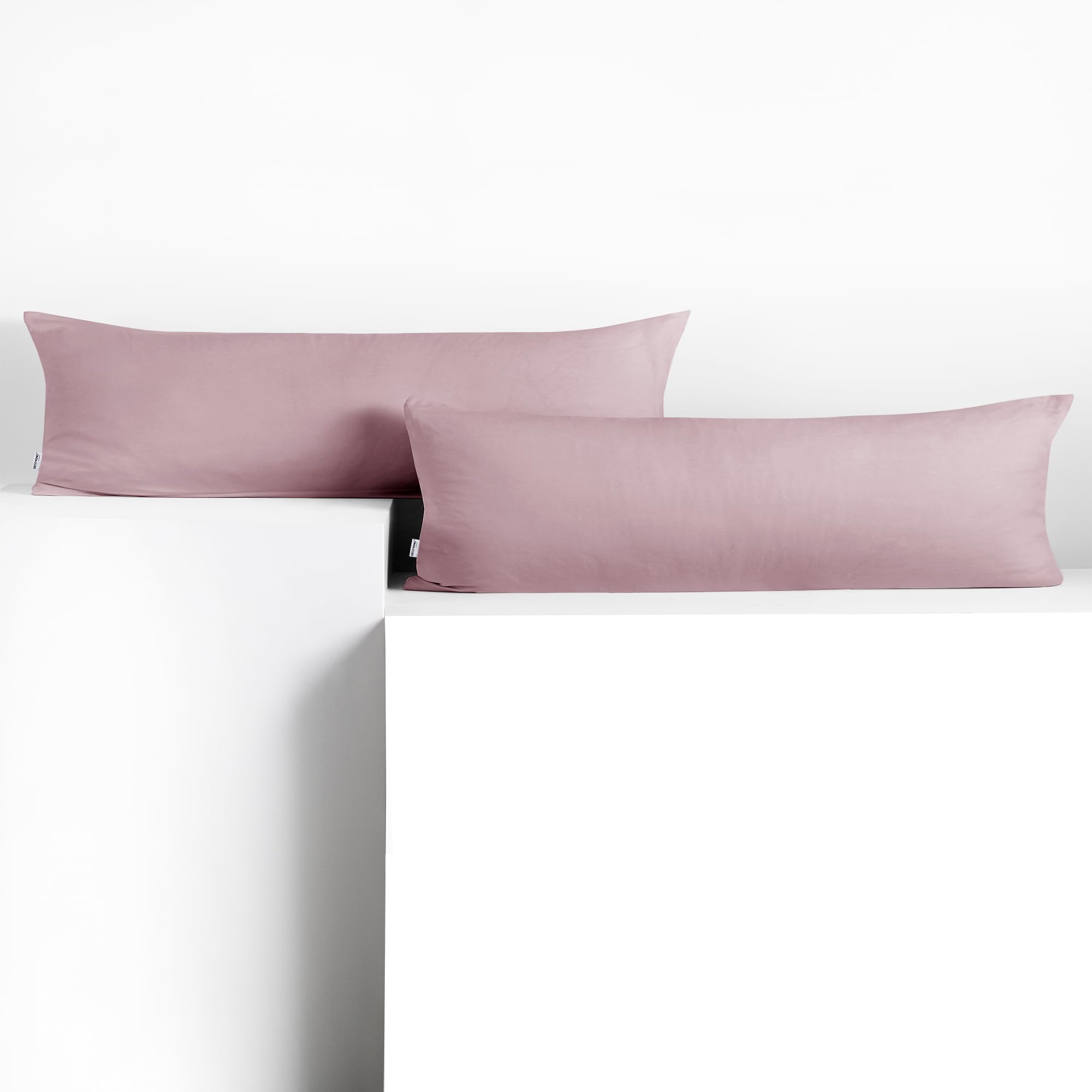 DecoKing 2 Pillowcases 40 x 145 cm Jersey 100% Combed Cotton Zip Heather Amber