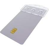 5 Pack - Vertical Half Card Badge Holder for Smart Cards (CHIP Insert) PIV Common Access and Credit Cards - Crystal Clear Hard Polycarbonate Plastic - Heavy Duty Grippers Clamp Tight by Specialist ID