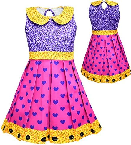 zaring Printed Dress Cute Short Sleeve Princess Costume Dresses Kid for Surprise Dolls