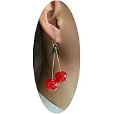 Cherry Earrings for Women 3D Red Crystal Simulation Cherry Drop Earrings Sweet and Lovely Light Weight Fruit Earrings Tassel Earrings Jewelry
