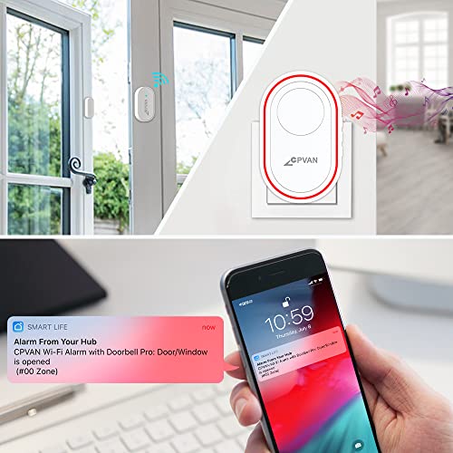 CPVAN WiFi Door Alarm System(2nd Gen), DIY Wireless Home Security Kit