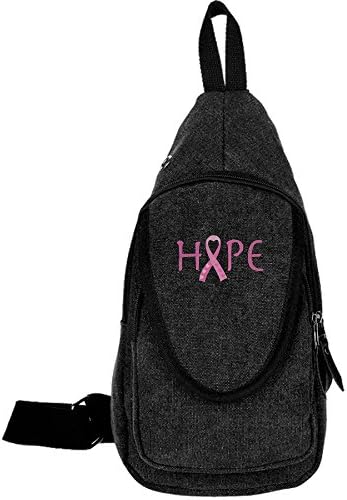 Koorol Breast Cancer Awareness Cool Outdoor Sports Casual Canvas Unbalance Backpack Crossbody Sling Bag Shoulder Bag Chest Bag.