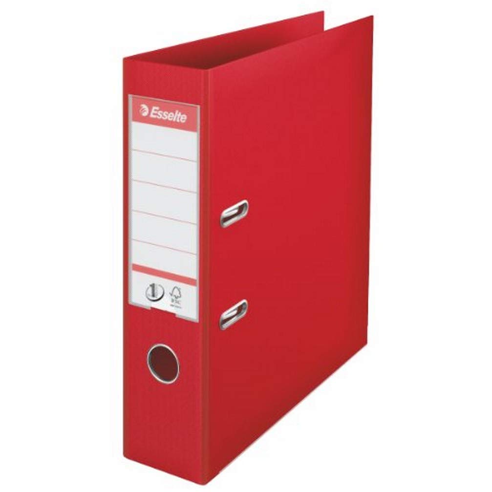 Esselte A4 Lever Arch File, Red, 72mm Spine, Plastic, Pack of 10, 811330