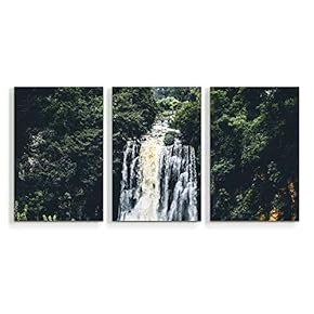 3 Piece Canvas Wall Art Waterfall in Deep Forest of Croatia Painting Artwork for Home Prints Frame - 16"x24" x 3 Panels