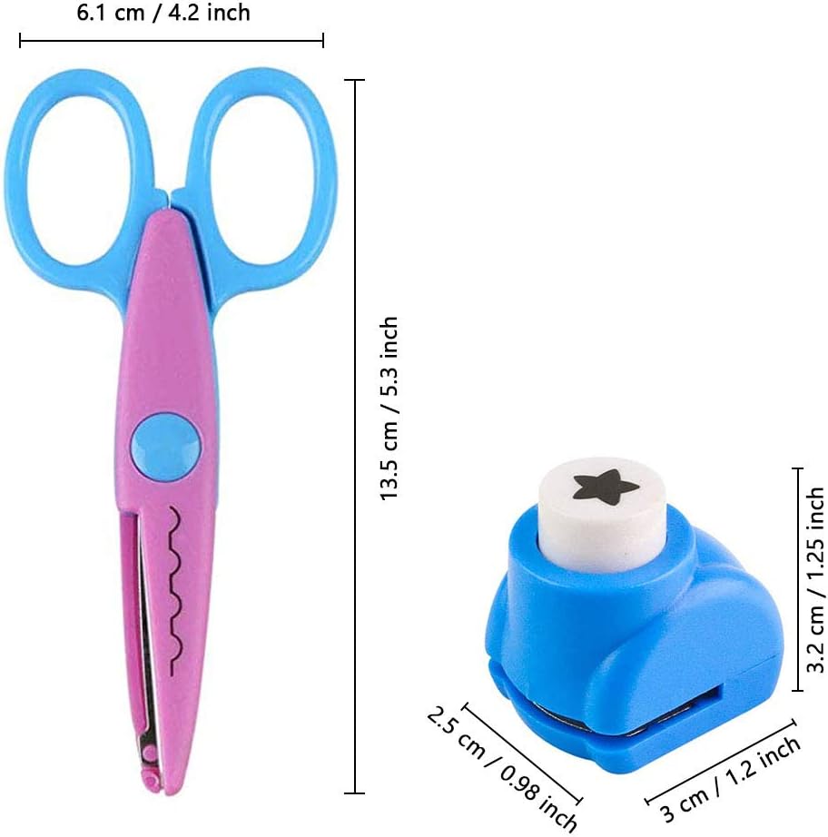 6 Pieces Kids Craft Scissors Set, Safety Edging Scissors Colorful ...