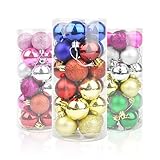 Honeyhome Multicolor Christmas Ball Decorations (40mm/1.57in), Tree Shatterproof Colorful Balls Ornaments, Festive Hanging Decor Pack of 24pcs (A)