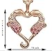 Girl's Seahorse 18K Rose Gold Plated Heart Pendant with Pink and White Crystals in Shell Jewelry Box, 18
