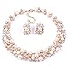Sankuwen® Rose Gold Plated Faux Pearl Crystal Inlay Collar Necklace Earrings Set