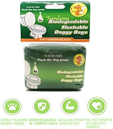 Ferryhoney Poo Bags, Doodie Bags, Dog Poop Bags, Pet Waste Bags, Flushable &amp; Biodegradable and Compostable, 3 On-the-Go Packs (60 Bags)