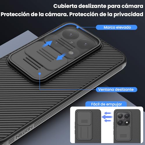 Nillkin Case Compatible for Xiaomi 15T Pro 2025 5G | Case with Slide Cover for Camera, Impact and Scratch Resistant - Black