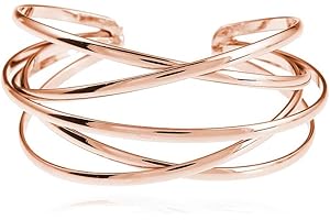 FUTIMELY Boho Chunky Cuff Bracelet for Women,Gold/Silver/Rose gold Multi-layer Cross Wire Bangle Bracelets Open Adjustable Wide Cuff Bracelet Fashion Statement Jewelry