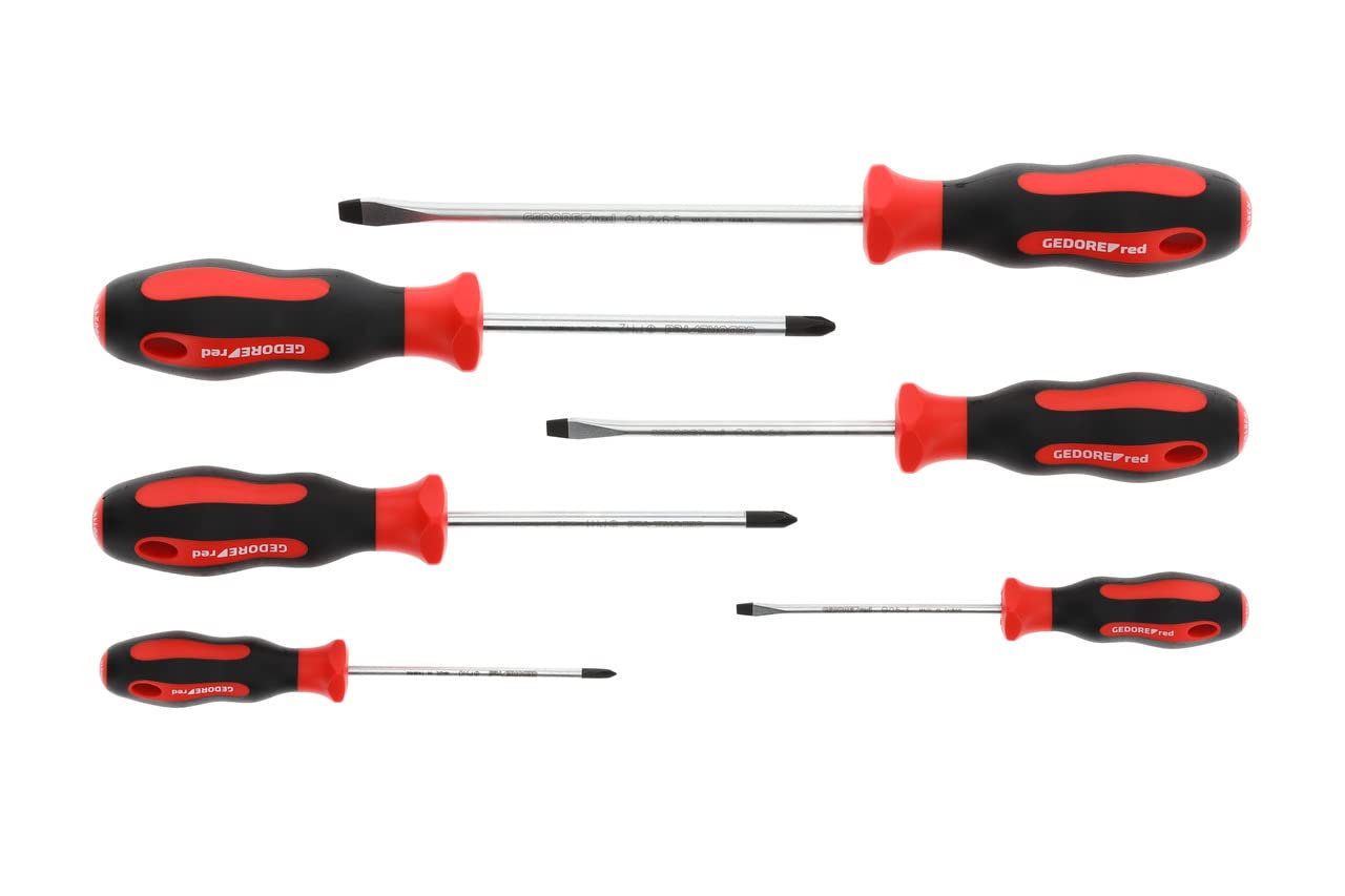 GEDORE red 6-pc. Screwdriver set, Screwdriver set slotted/cruciform, 2-component handles, Tool, R38002006