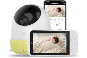 ELLIE BABY PRO Ellie Video Baby Monitor with camera and audio, Face Covered Alert, Sleep Analysis, Cry Soothing Lullaby, Wifi or no Wifi, Temp Humidity, 2K UHD Split Screen, 5-inch 720p Display, 2-Way Talk